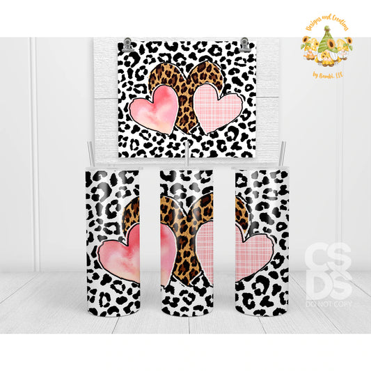 Trio of Valentine Hearts 20 oz Skinny Sublimation Tumbler
