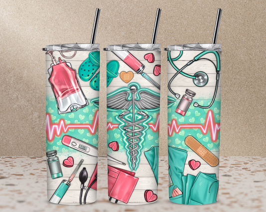 The Healthcare Essentials 20 oz Skinny Sublimation Tumbler