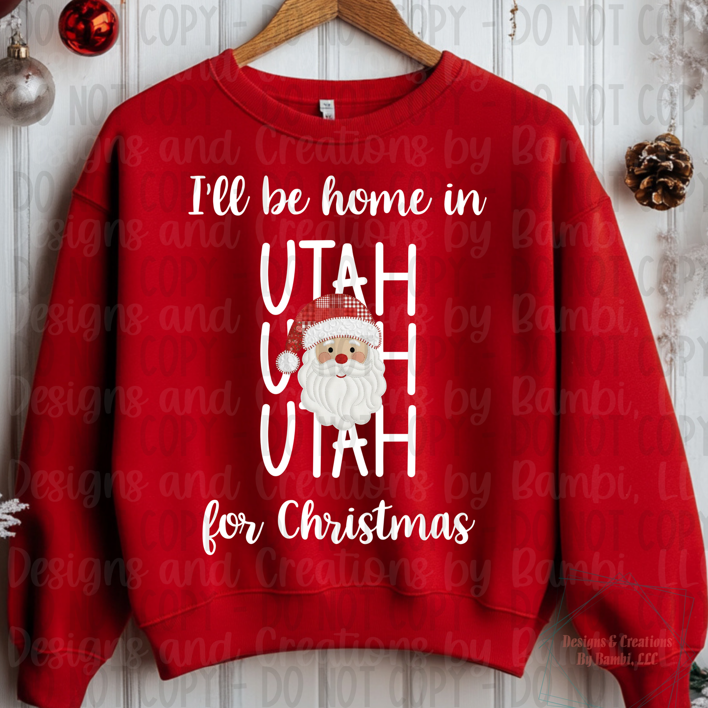 I'll Be Home in States Santa Face with White Font Digital Bundle