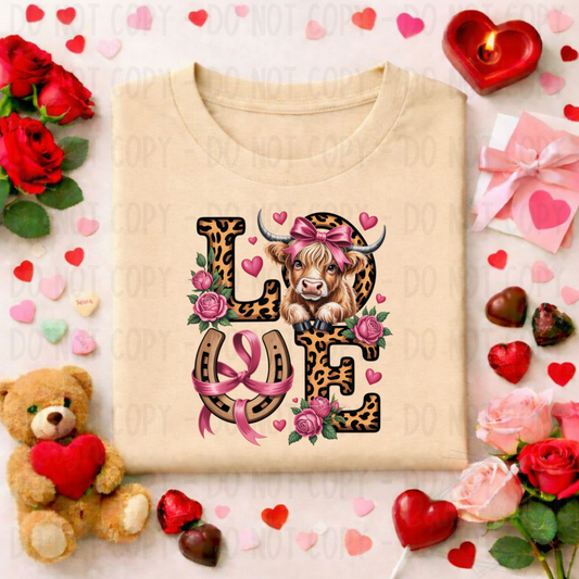 Valentine Leopard Love Highland Cow
