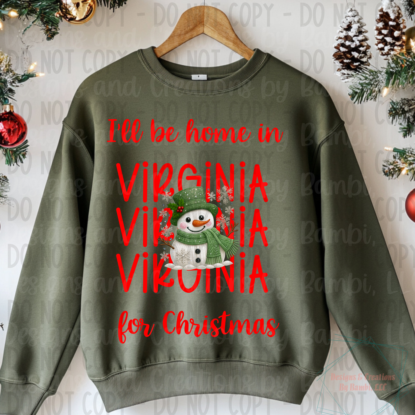 I'll Be Home In States Sage Snowman with Red Font Digital Bundle