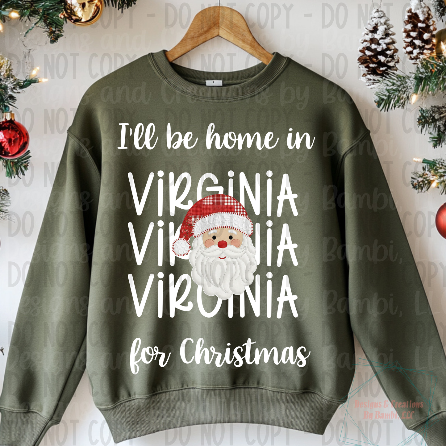I'll Be Home in States Santa Face with White Font Digital Bundle