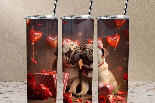 Valentine Pugs 20 oz Skinny Sublimation Tumbler