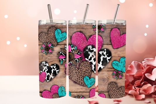 Valentine Western Heart 20 oz Skinny Sublimation Tumbler