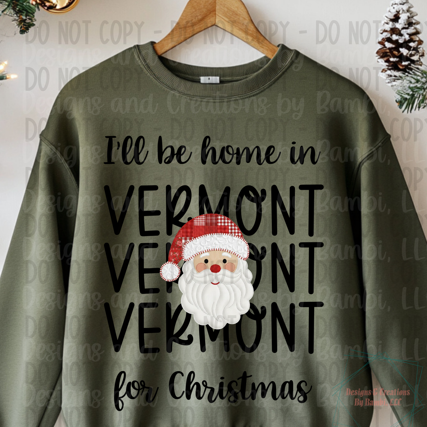 I'll Be Home in States Santa Face with Black Font Digital Bundle
