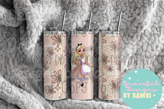 20oz Tall Skinny Sublimation Vintage Alice Tumbler