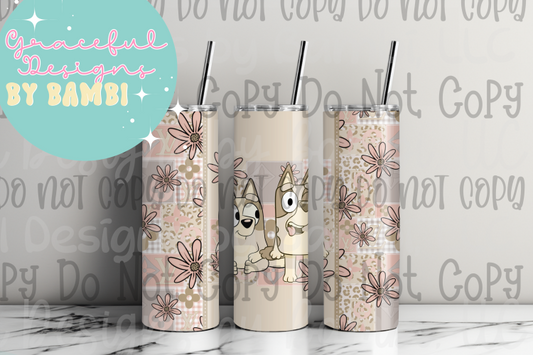20oz Tall Skinny Sublimation Vintage Bluey Tumbler