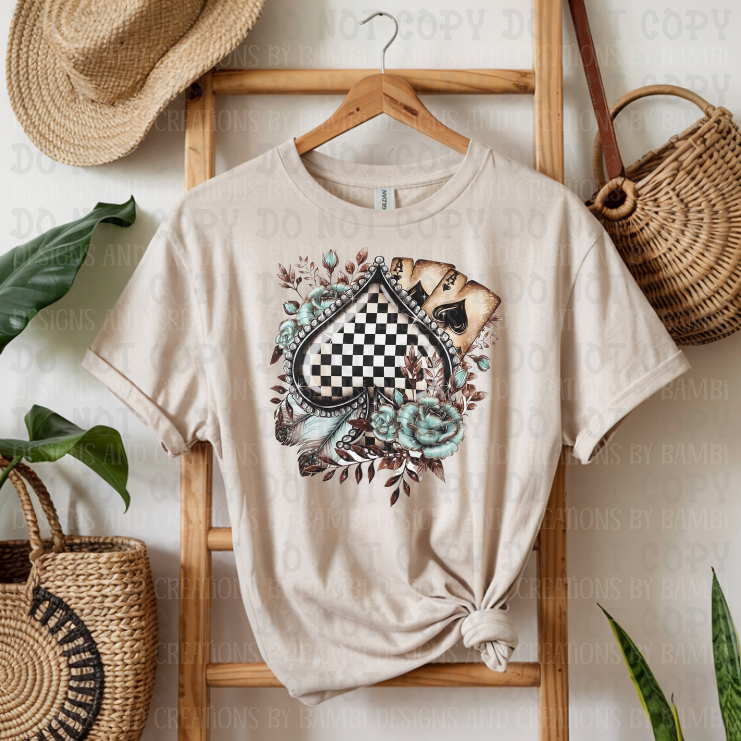 Vintage Checkered Spade with Ace