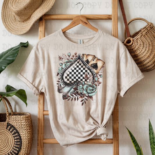 Vintage Checkered Spade with Ace