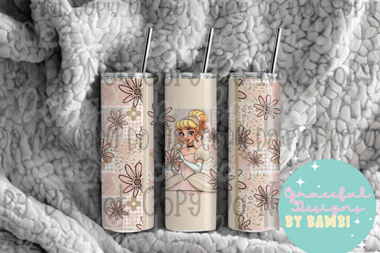 20oz Tall Skinny Sublimation Vintage Cinderella Tumbler