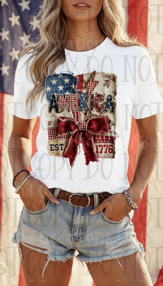 Vintage Faux Patchwork America 1776