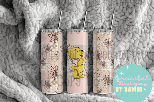 20oz Tall Skinny Sublimation Vintage Pooh Tumbler