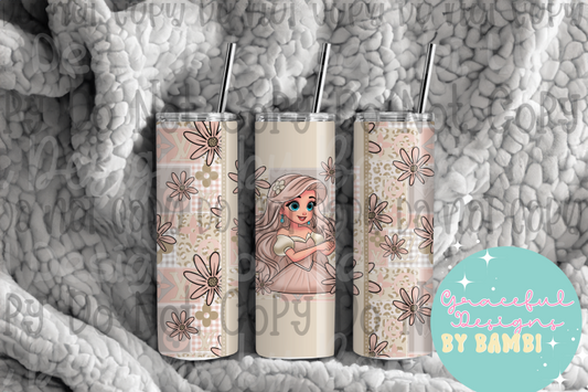 20oz Tall Skinny Sublimation Vintage Princess Tumbler