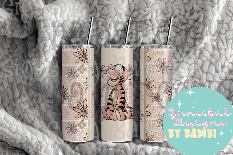 20oz Tall Skinny Sublimation Vintage Tigger Tumbler