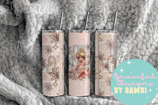 20oz Tall Skinny Sublimation Vintage Tinkerbell Tumbler