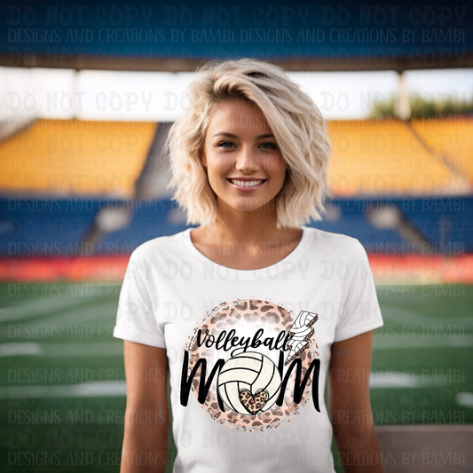 Volleyball Mom with Lightening Bolt Leopard