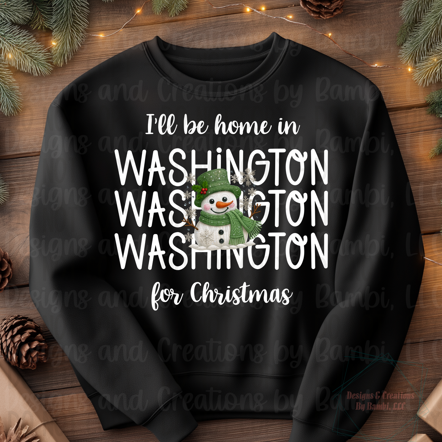 I'll Be Home In States Sage Snowman with White Font Digital Bundle