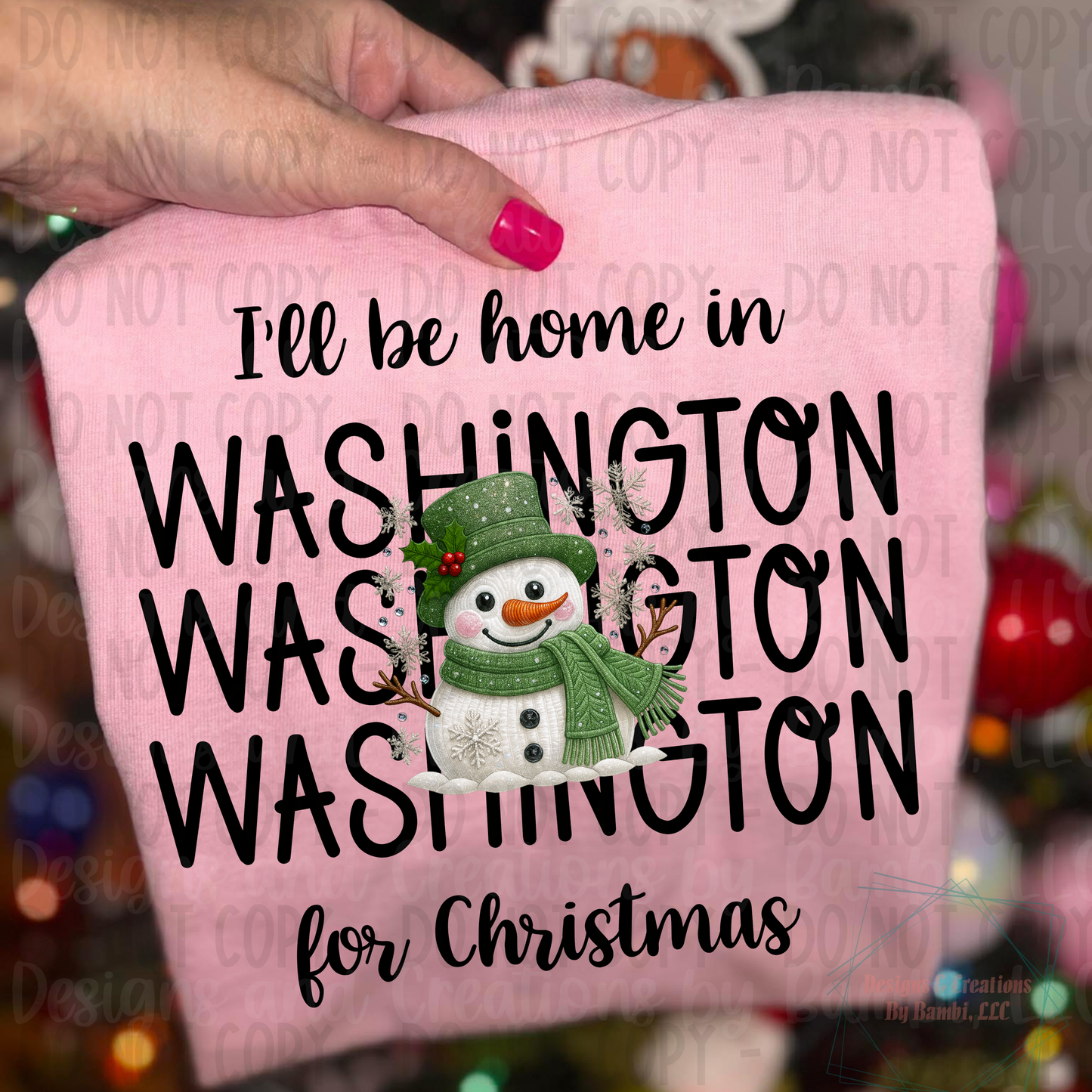 I'll Be Home in States Sage Snowman with Black Font Collection