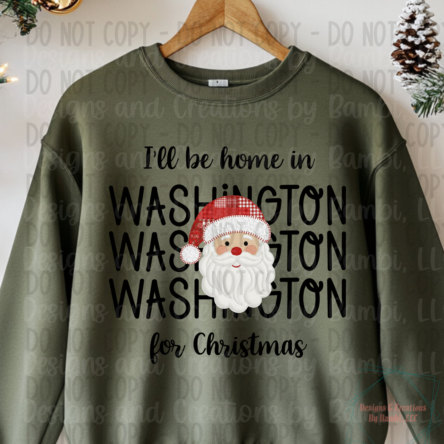 I'll Be Home in States Santa Face with Black Font Digital Bundle