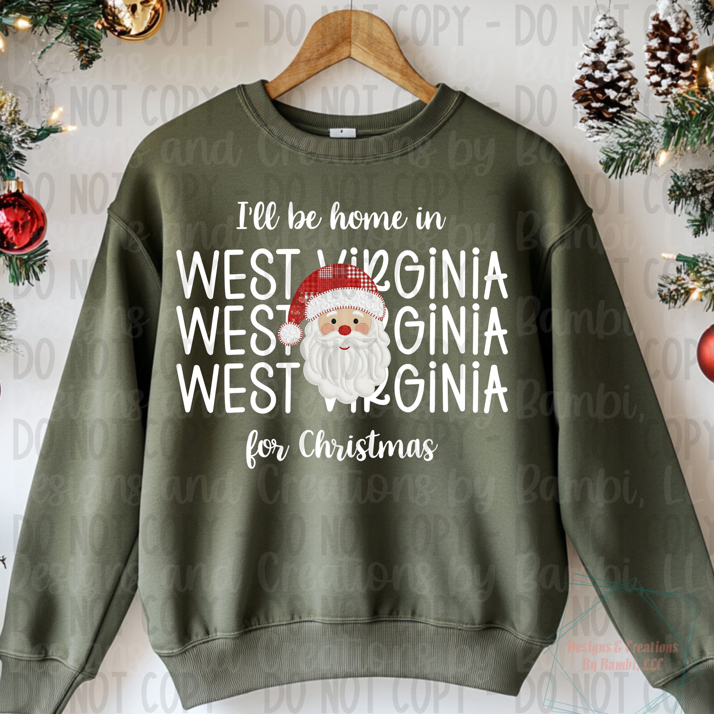 I'll Be Home in States Santa Face with White Font Digital Bundle