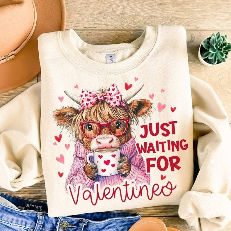 Waiting For Valentine Day Highland Cow