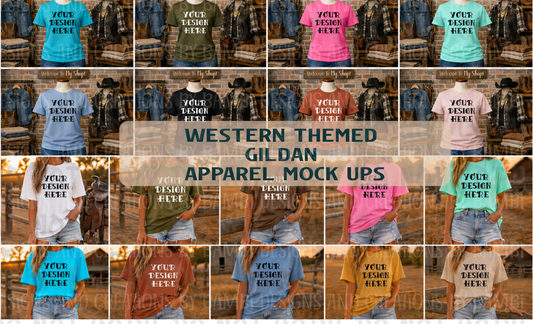 Western Themed Gildan Apparel Mock Ups