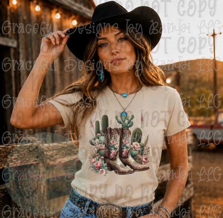 Western Boots and Cactus
