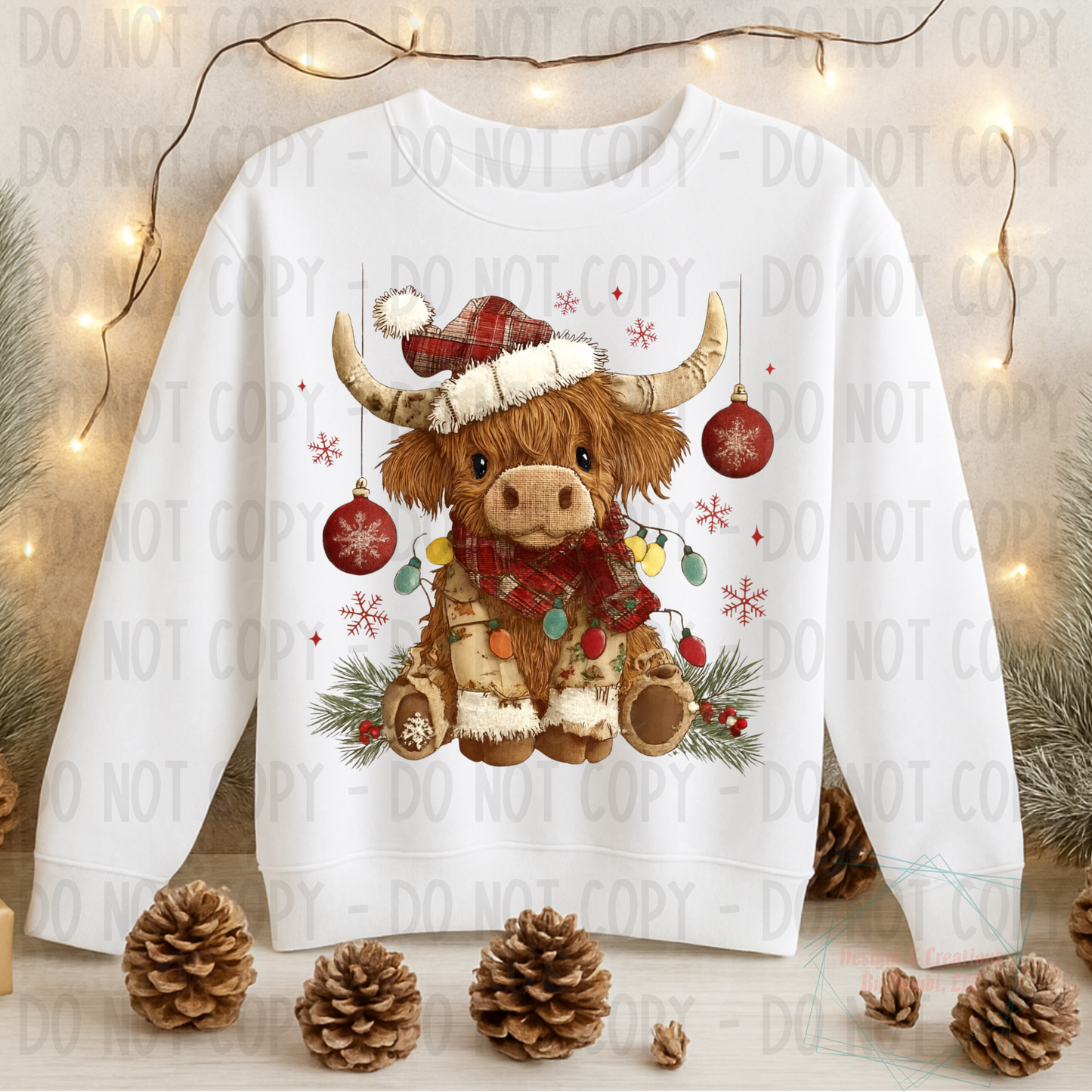 Western Christmas Shaggy Highland Cow