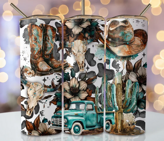Western 20 oz Skinny Sublimation Tumbler