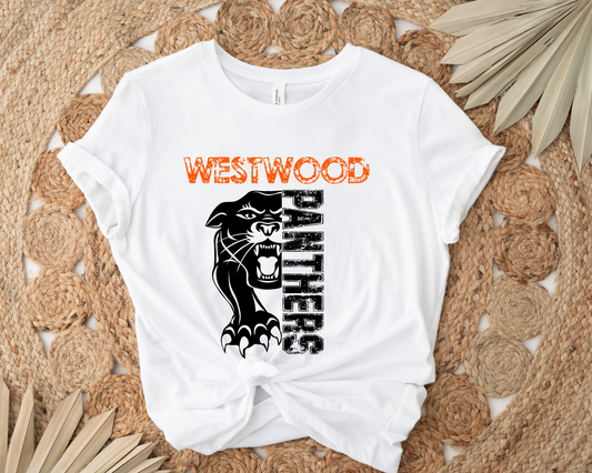 Westwood Panthers in Distressed Font