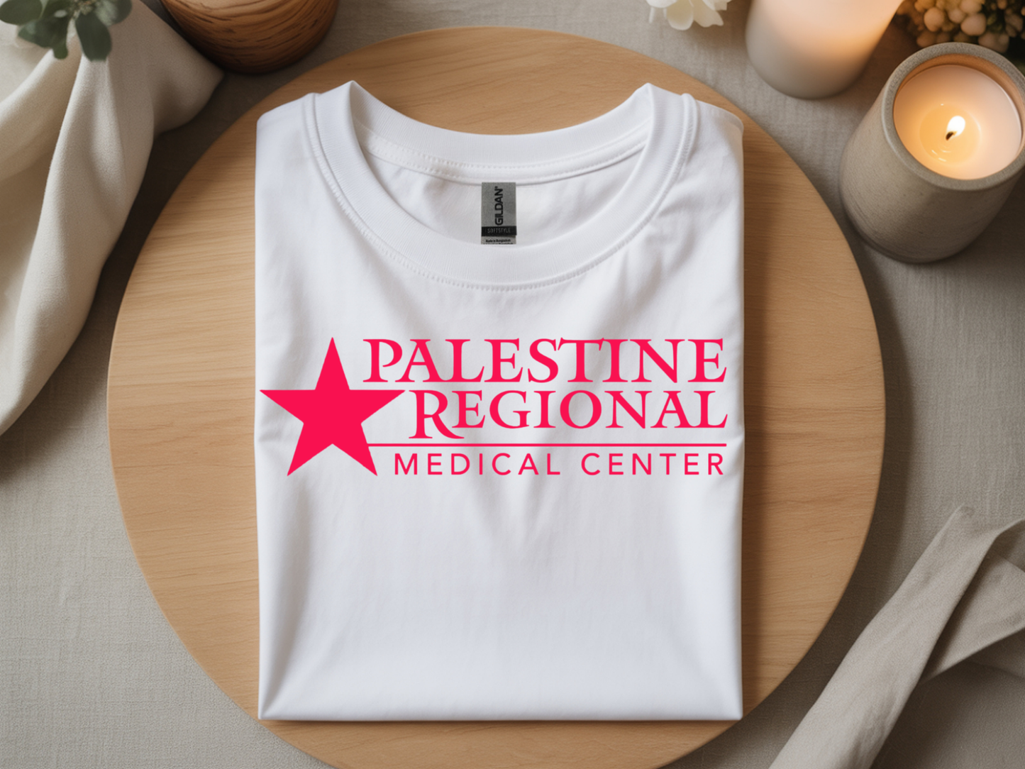 Palestine Regional Medical Center in Bright Pink Font