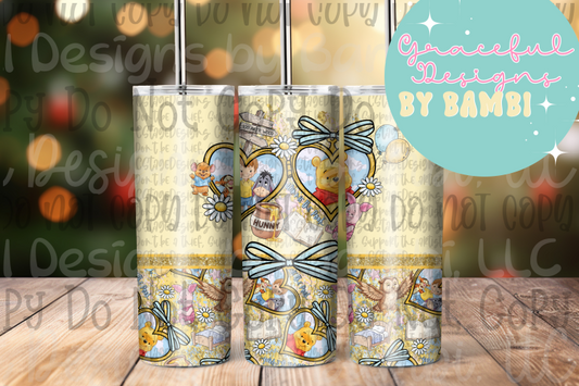 20oz Tall Skinny Sublimation Winnie the Pooh and Frames Tumbler