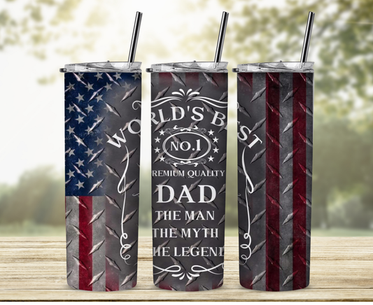 World's Best Dad Flag 20 oz Skinny Sublimation Tumbler