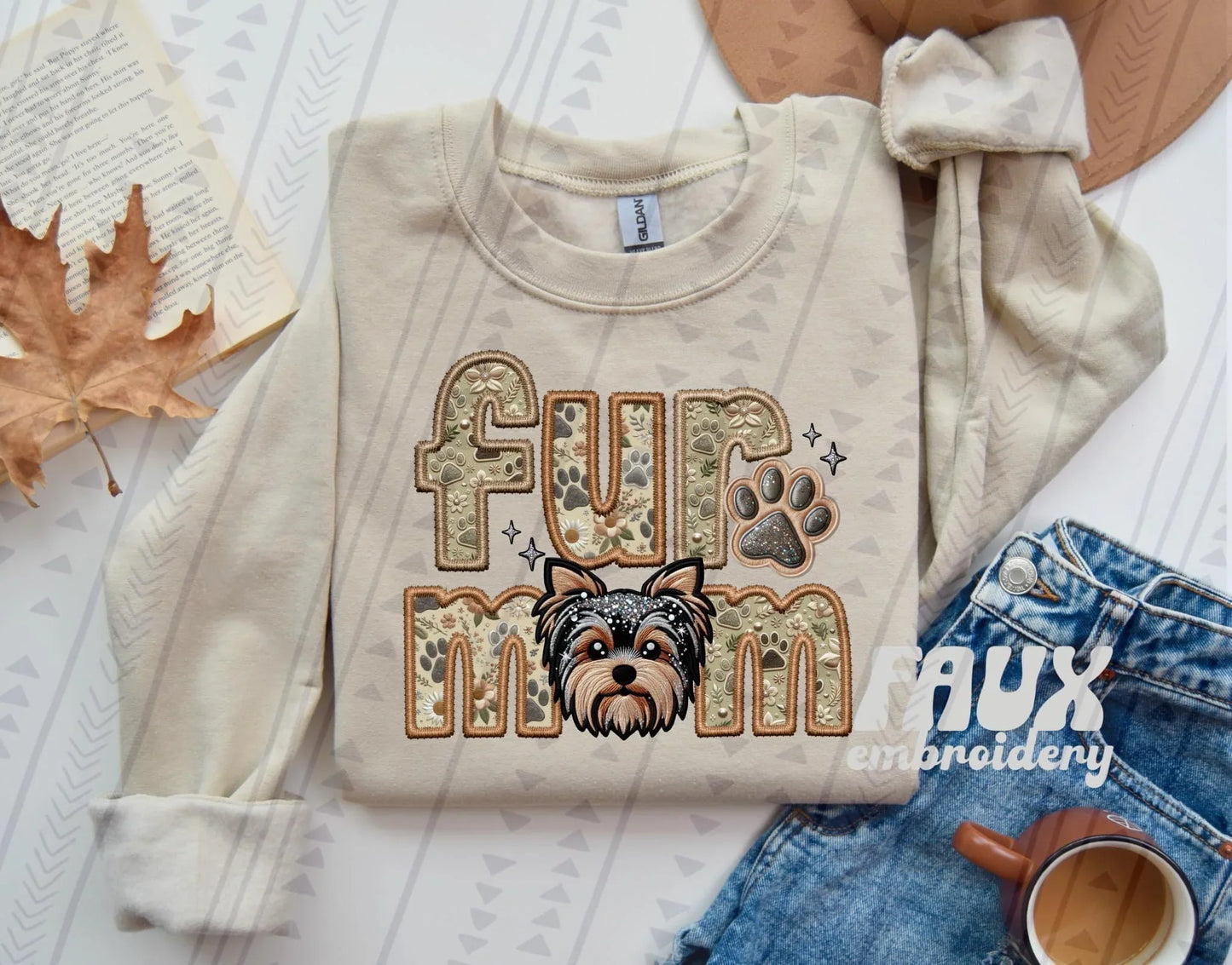 Fur Mom Faux Embroidery and Fabric Dog Breed Collection