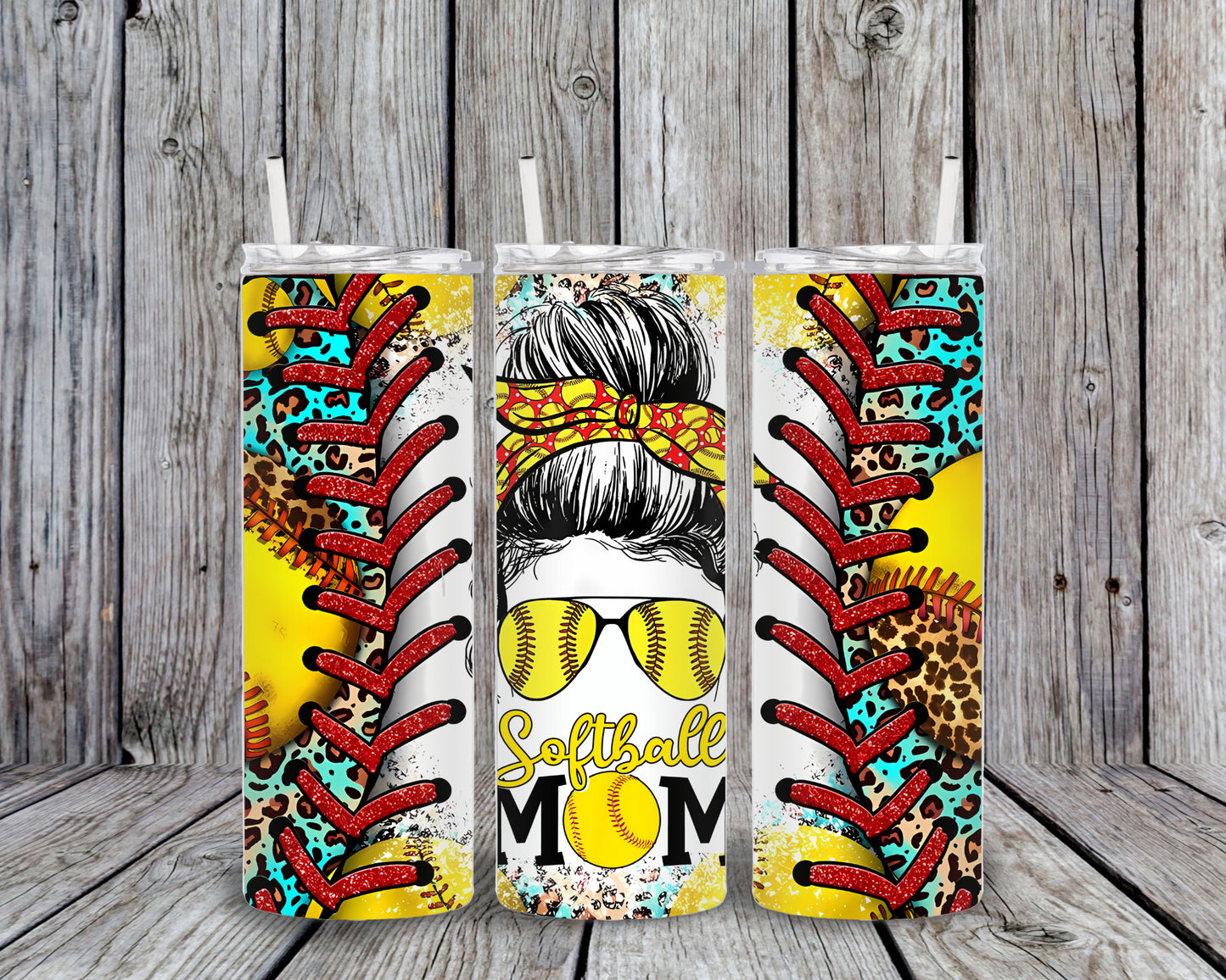 Softball Mom with Figurine 20 oz Sublimation Tumbler