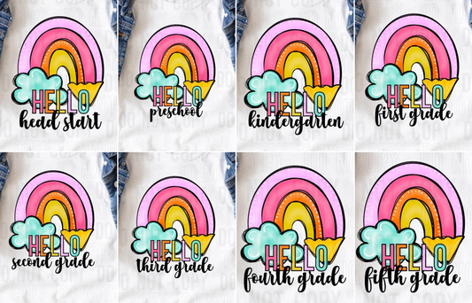 Grade Related Rainbow Pencil Back to School