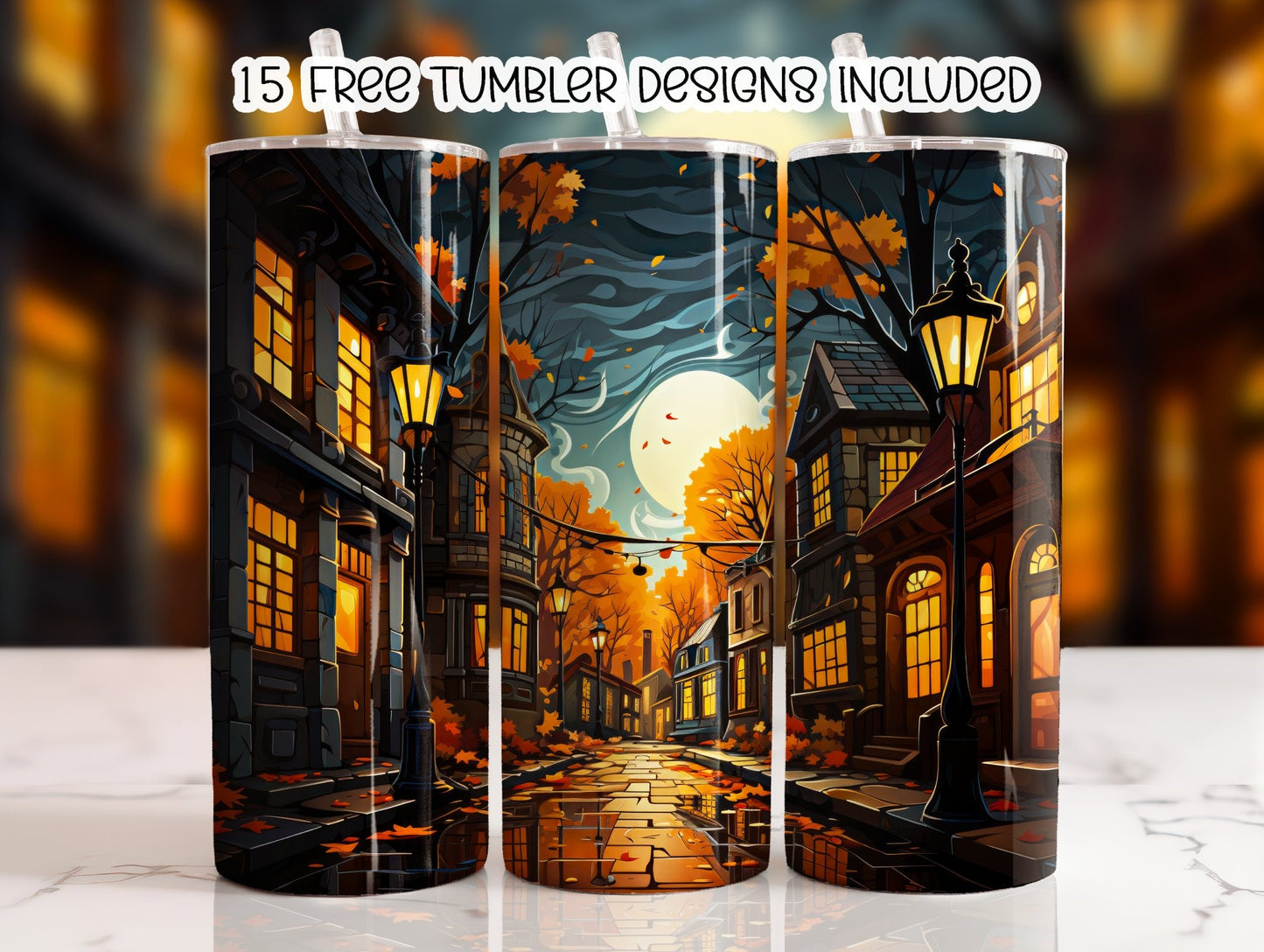 Oh Starry Night Fall 20 oz Skinny Sublimation Tumbler