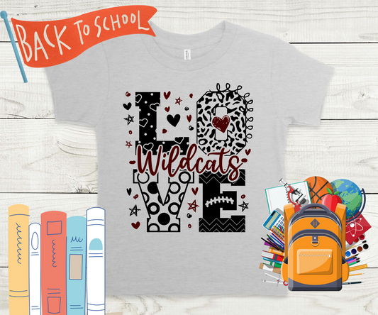Love Wildcats in Black and Maroon
