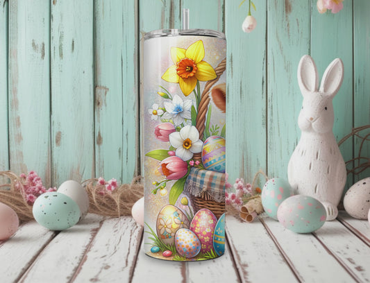 Baby Easter Highland Cow in Basket 20oz Sublimation Tumbler