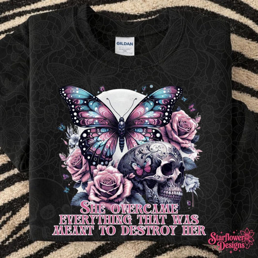 She Overcame Everything Purple Butterfly