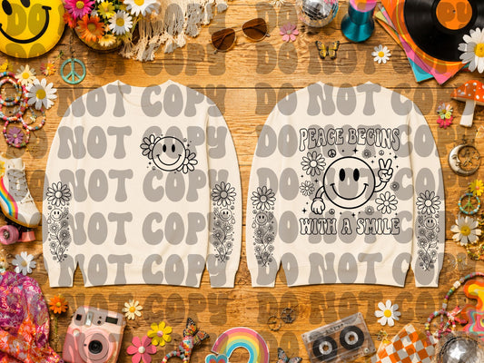 Smile in Black Font (Pocket/Back/Bilateral Sleeves)